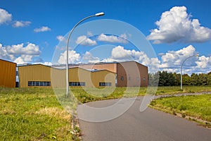 Colorful commercial buildings in a newly devoloped industrial ar