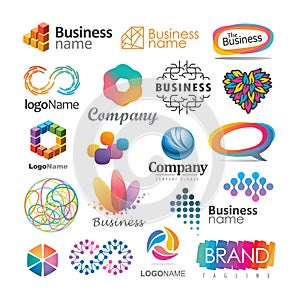 Colorful company and brand logos