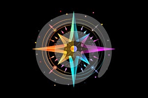 Colorful Compass Icon Black Background