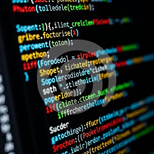 Colorful computer code displayed on a dark screen