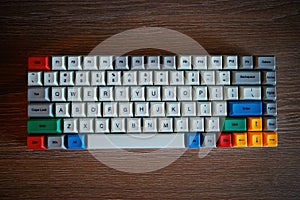 Colorful computer keyboard closeup background