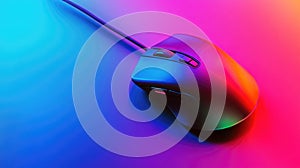 A colorful computer mouse on a vibrant gradient background