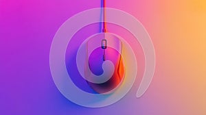 A colorful computer mouse on a vibrant gradient background