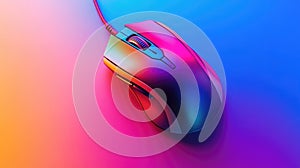A colorful computer mouse on a vibrant gradient background