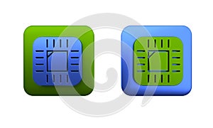 Colorful Computer processor with microcircuits CPU icon isolated on white background. Chip or cpu with circuit board