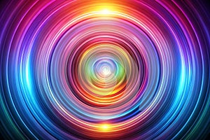 Colorful concentric circles radiating light, abstract design