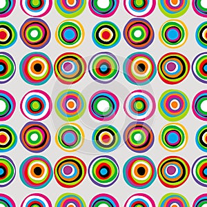 Colorful concentric doodle circles seamless background