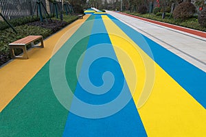 Colorful concrete runway, walkway and jogging way