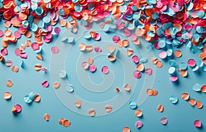 Colorful Confetti on Blue Background