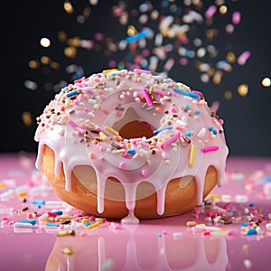 Colorful Confetti Donut With Sprinkles Stock Image