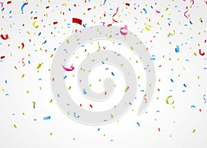 Colorful confetti on white background