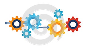 Colorful Connected Gears Teamwork Process Vector, vector design Generative AI