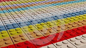 Colorful connected lego blocks