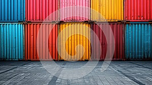 Colorful containers stacked in a port