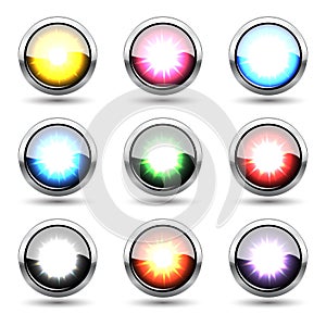 Colorful convex glossy buttons vector set photo