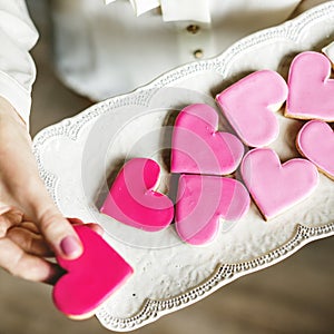 Colorful Cookie Hearts Shape Decorative Love Smitten Valentine photo