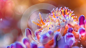 Colorful Coral Polyps Underwater in Natural Sunlight