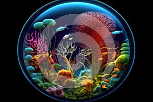 colorful coral reef with fish and other sea creatures. Generative AI