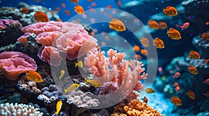 Colorful coral reef and tropical fish in vibrant underwater ecosystem photo