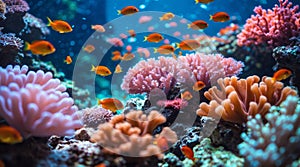 Colorful coral reef and tropical fish in vibrant underwater ecosystem photo