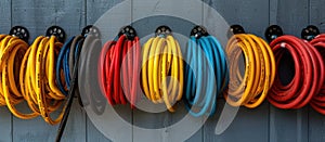 Colorful Cords Hanging on Wall