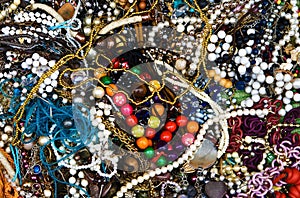 Colorful costume jewellery background