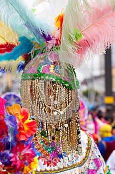 Colorful costume in Quito Festivities' parade