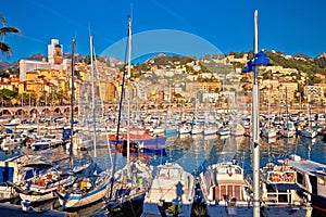 Colorful Cote d Azur town of Menton harbor and architecture view