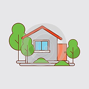 Colorful Cottage Flat Design Residential Houses Vector