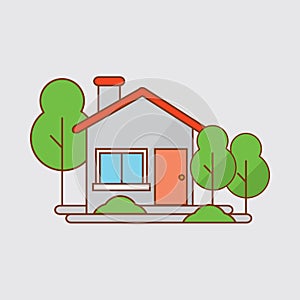 Colorful Cottage Flat Design Residential Houses Vector