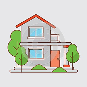 Colorful Cottage Flat Design Residential Houses Vector