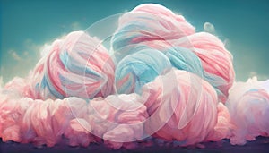 colorful cotton candy in soft color for background. Generative AI