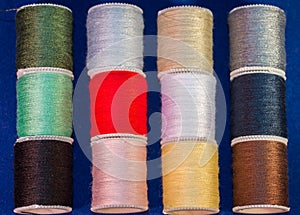 Colorful Cotton Reel Spools of Sewing Thread