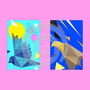 Colorful cover trendy design template, polygonal triangle design. Vector backgrounds set. Design industry for posters, placards,ba
