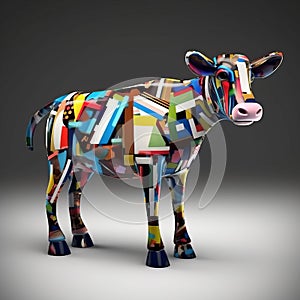 Abstracto arte una vaca  tridimensional vistoso extruido diseno inspirado por de acuerdo 