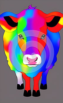 colorful cow bright cute abstract fantasy AI Generated