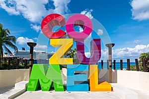 Colorful Cozumel sign, Mexico.