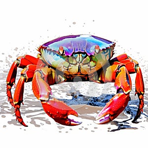 Colorful Crab: Hyperrealistic Spray Paint Cartoon In 8k Resolution photo