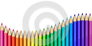 Colorful crayons in wave shape