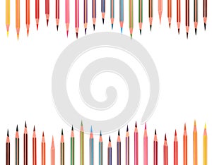 Colorful crayons in wavy row