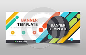 Colorful creative business banner template, header cover for website design template. horizontal banner template