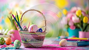 Customized Girls' Easter Basket with Crafts and Storybooks