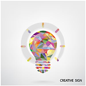 Colorful creative light bulb sign