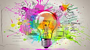 The colorful creative lightbulb.AI generated image