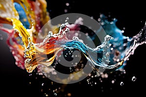 colorful creative splash in a rendered wave style, ai generated image photo