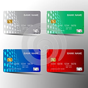 Colorful credit card set design.