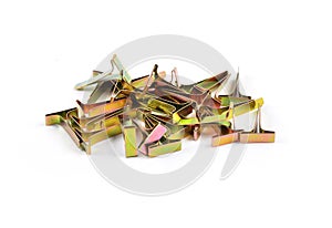 Brass fastener on white background