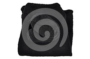 Knitted pullover with wool on white background