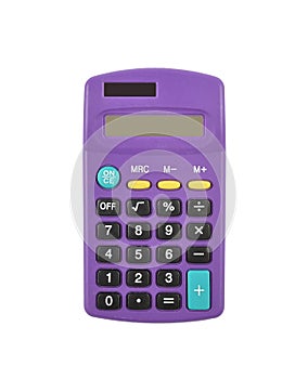 Pocket calculator on white background