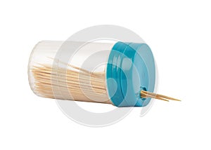 Toothpick box on white background